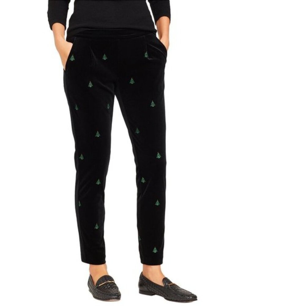 J.McLaughlin Jerry Pant XL Christmas Trees Velvet